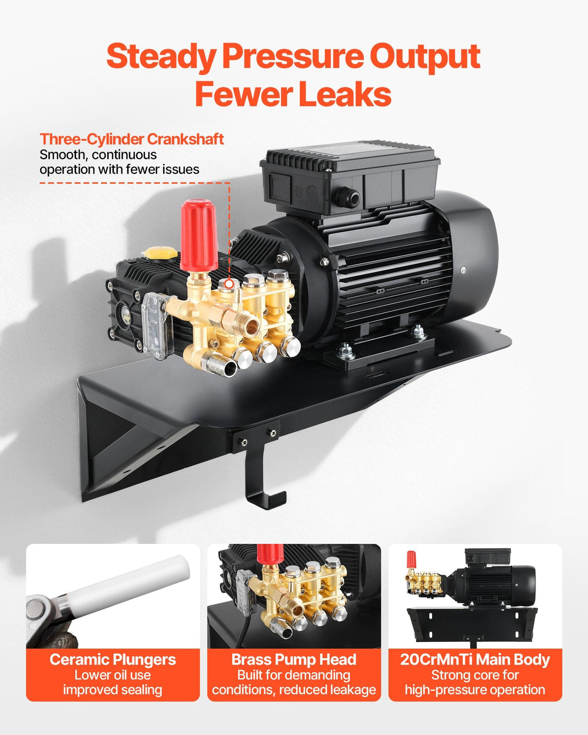 Vevor Electric Pressure Washer Pump Kit 1,220 PSI 2.2 GPM Triplex Wall Mounted 120V New