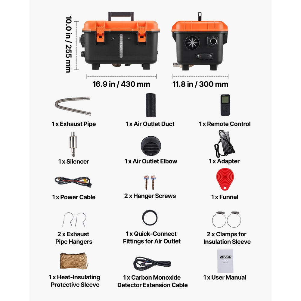 Vevor Diesel Heater 8kW DC 12/24V with Remote Control LCD Screen Toolbox Design New