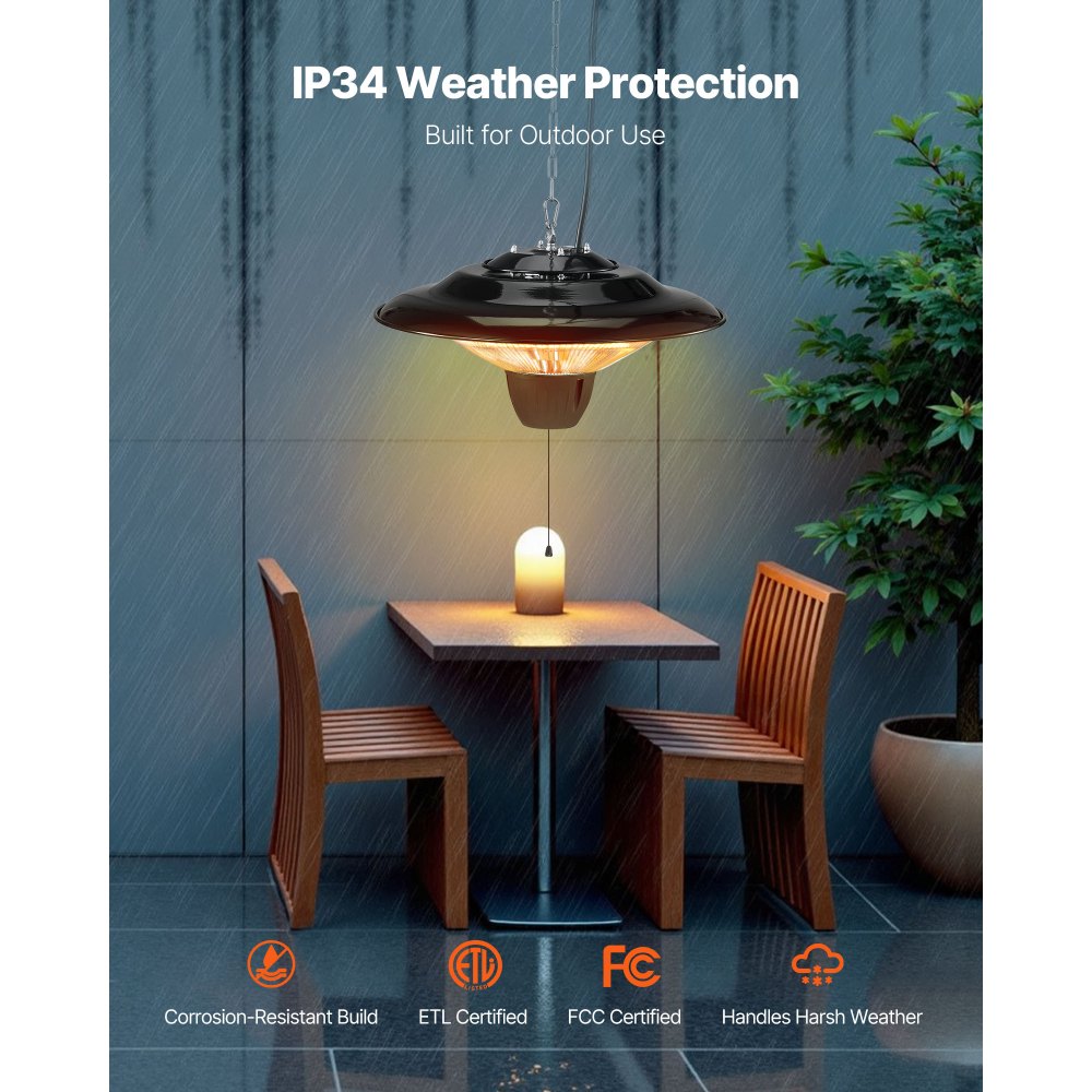Vevor Patio Heater Hanging Infrared Electric 1500W for Porch Patio Indoor Outdoor New