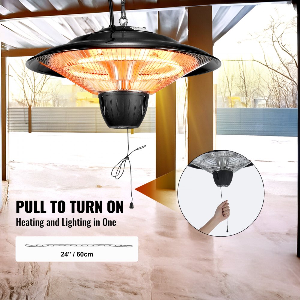 Vevor Patio Heater Hanging Infrared 1500W Outdoor Indoor Electric Space Heater New