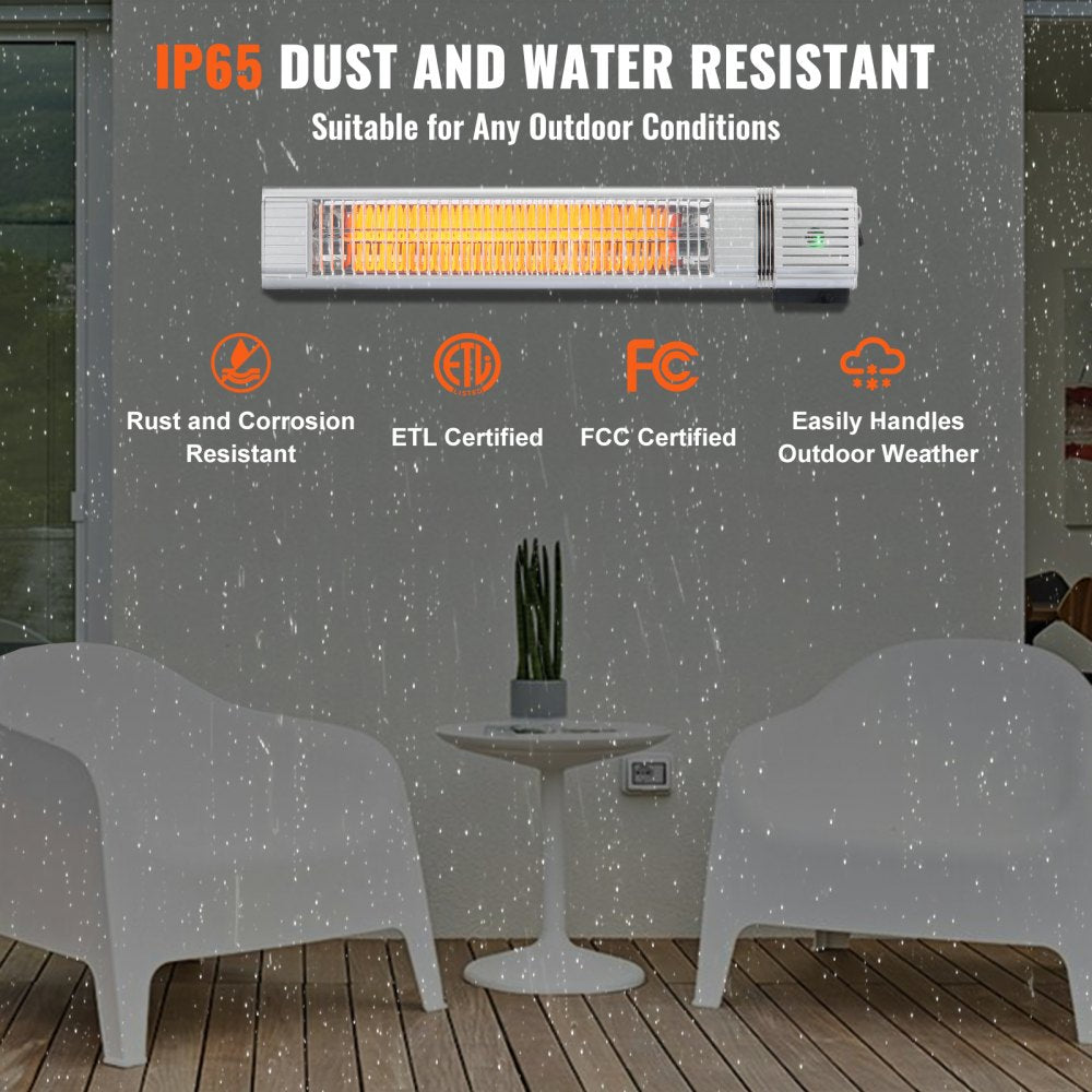 Vevor Infrared Heater 1500W Outdoor Wall Mount with Remote Control New