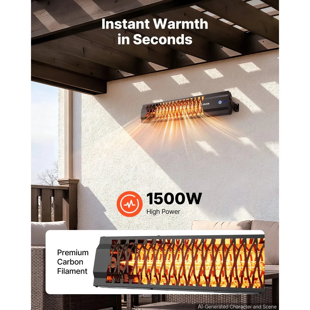 Vevor Infrared Heater 1500W Outdoor Electric Space Heater Black New