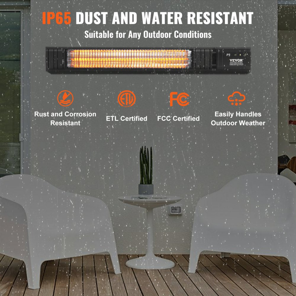 Vevor Infrared Heater 1500W Carbon Outdoor Wall Mount with Remote & 24H Timer New