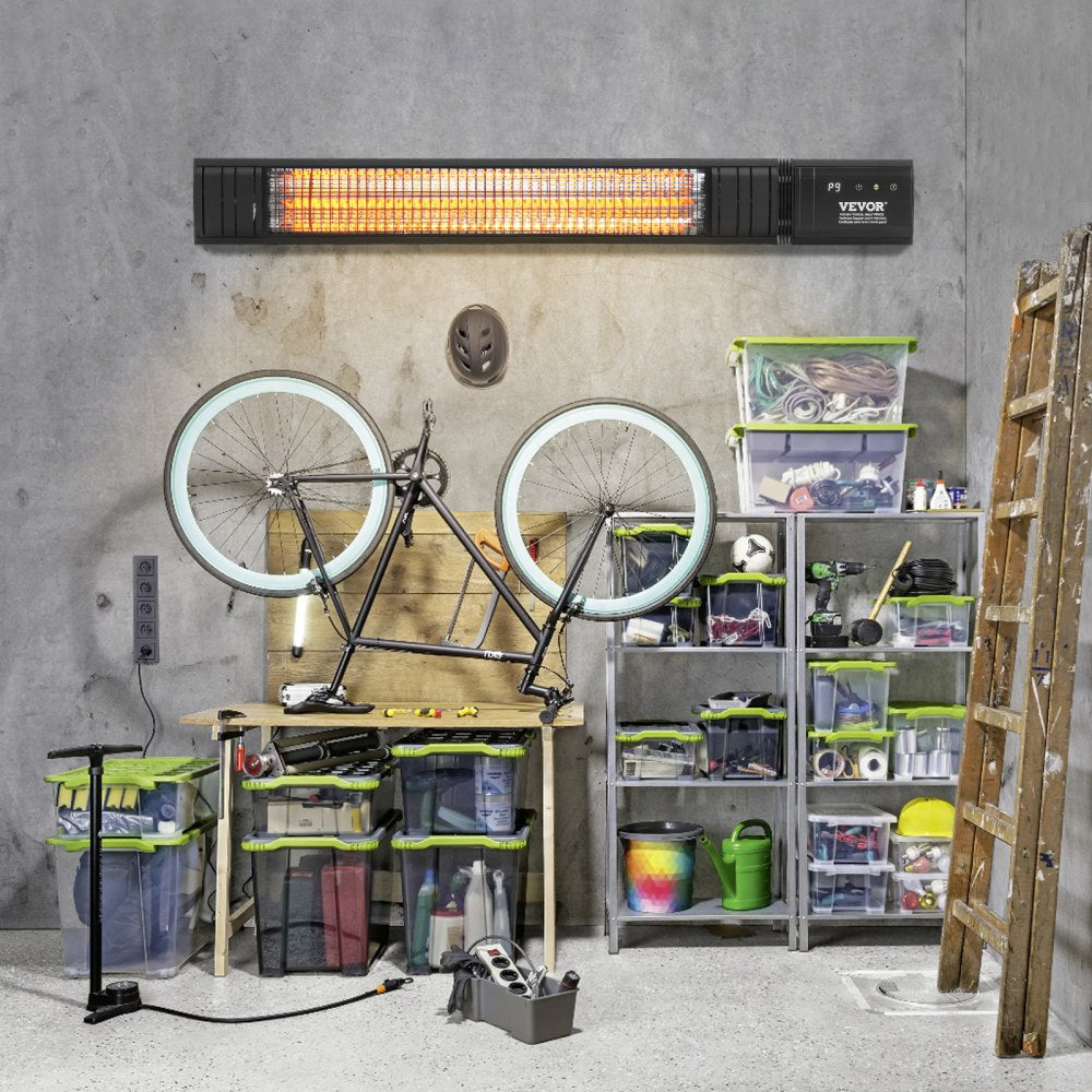 Vevor Infrared Heater 1500W Carbon Outdoor Wall Mount with Remote & 24H Timer New