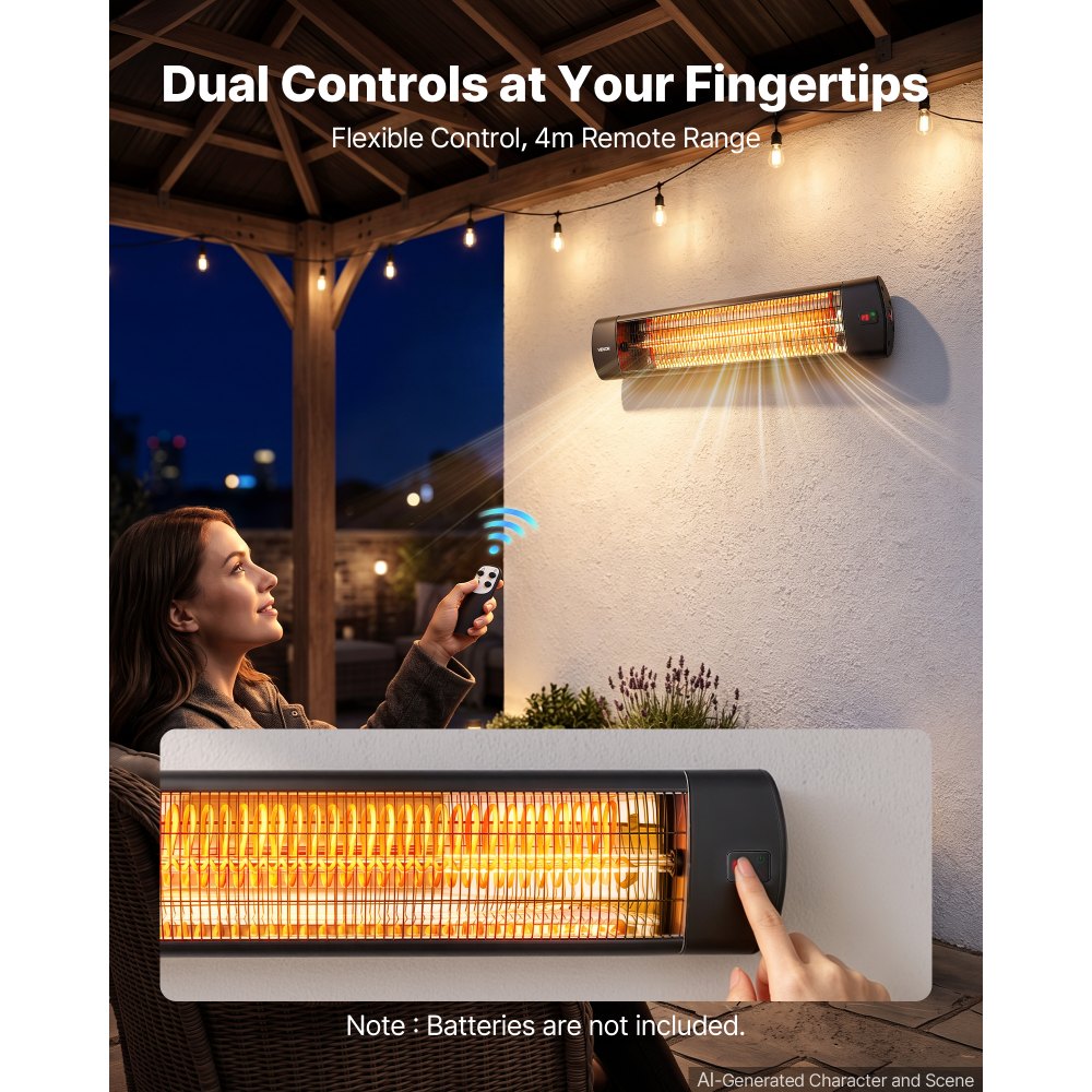 Vevor Infrared Heater 1500W Outdoor Electric Space Heater with Remote New