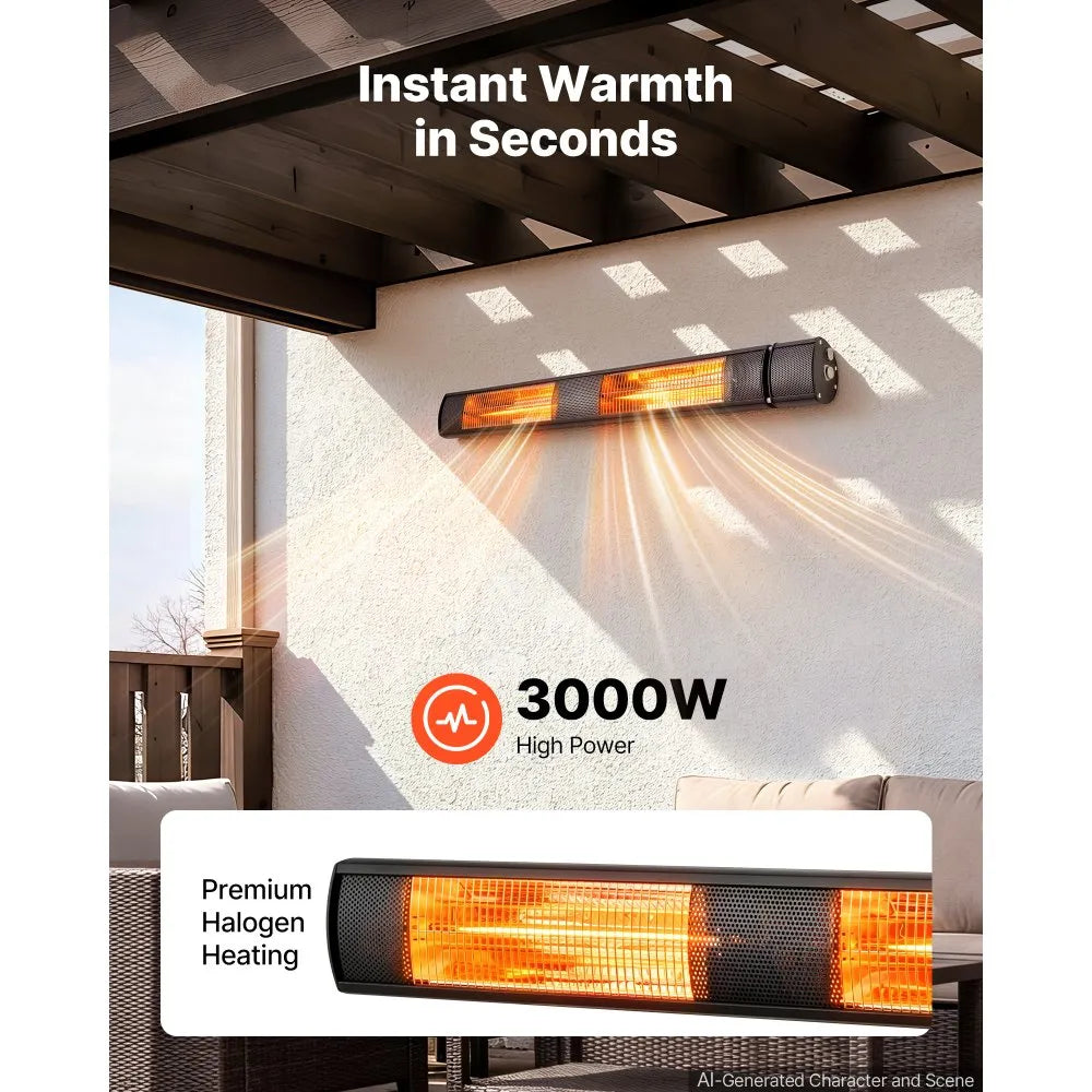Vevor Infrared Heater 3000W Outdoor Electric Space Heater Black New