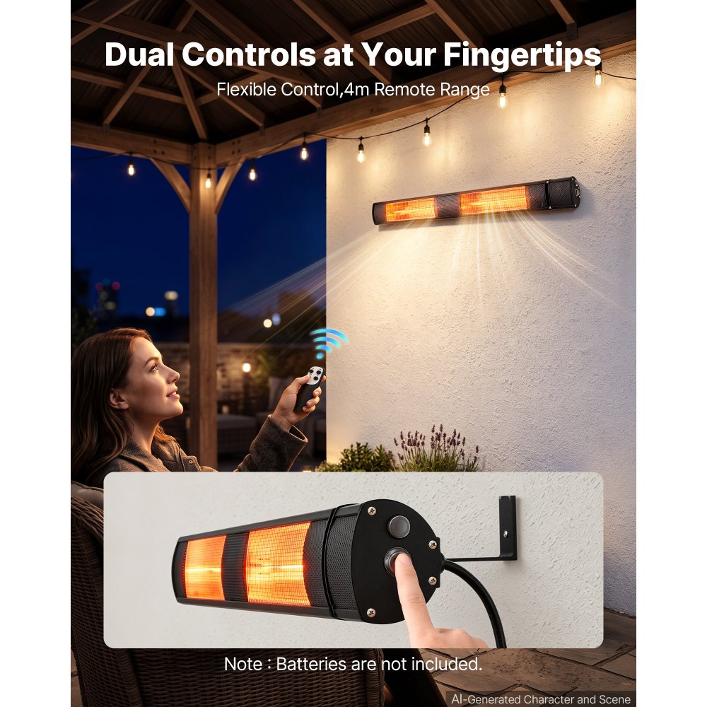 Vevor Infrared Heater 3000W Outdoor Electric Space Heater Black New
