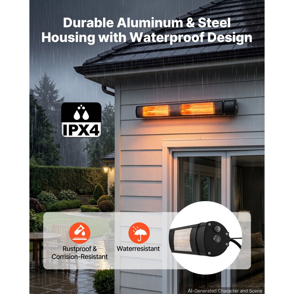 Vevor Infrared Heater 3000W Outdoor Electric Space Heater Black New
