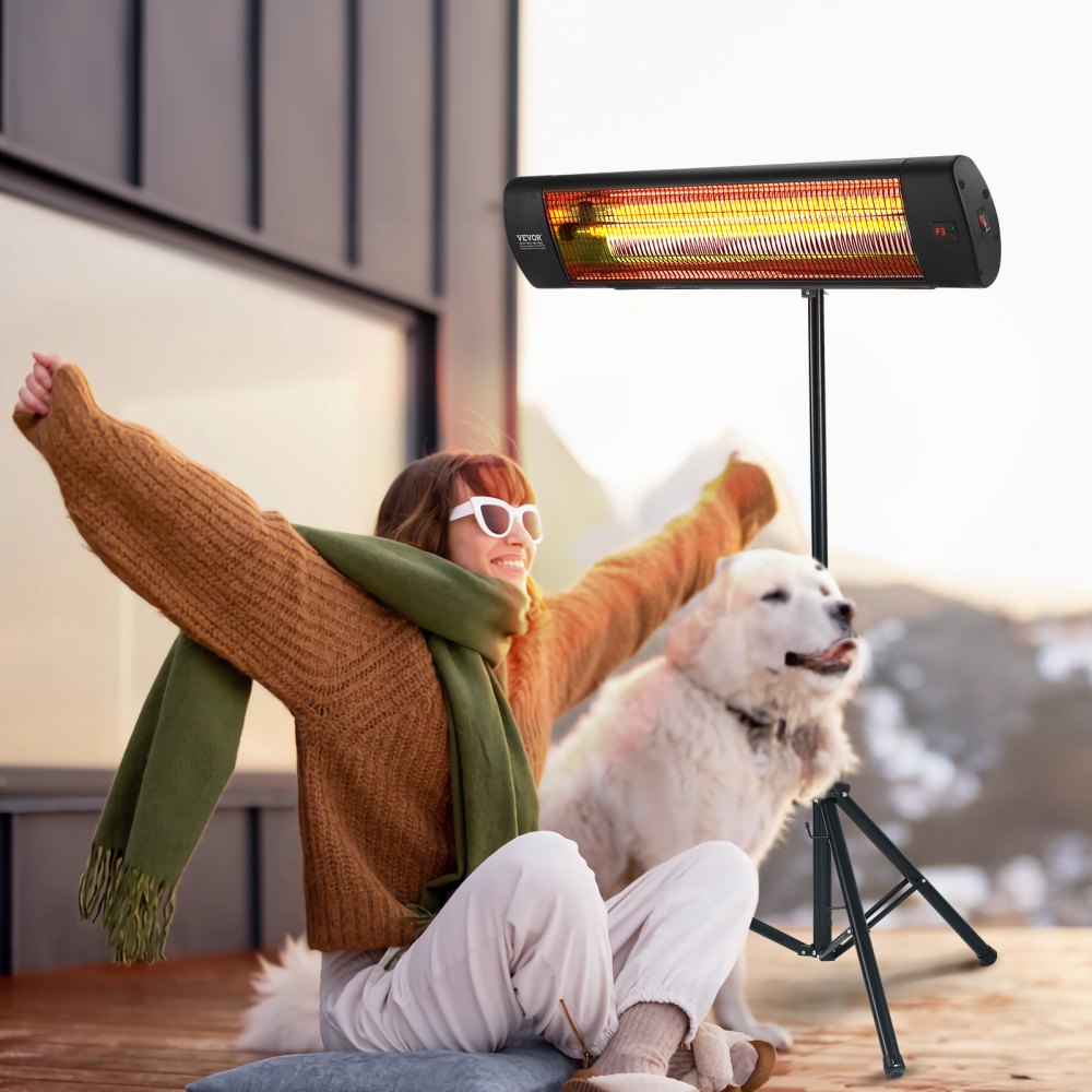 Vevor Infrared Heater 1500W Patio Space Heater with Remote, LED Display, Timer & Stand New
