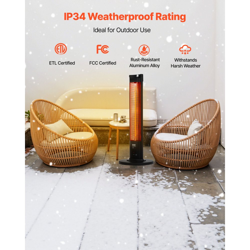 Vevor Electric Space Heater 1500W Infrared Tower Indoor Outdoor Patio Heater New