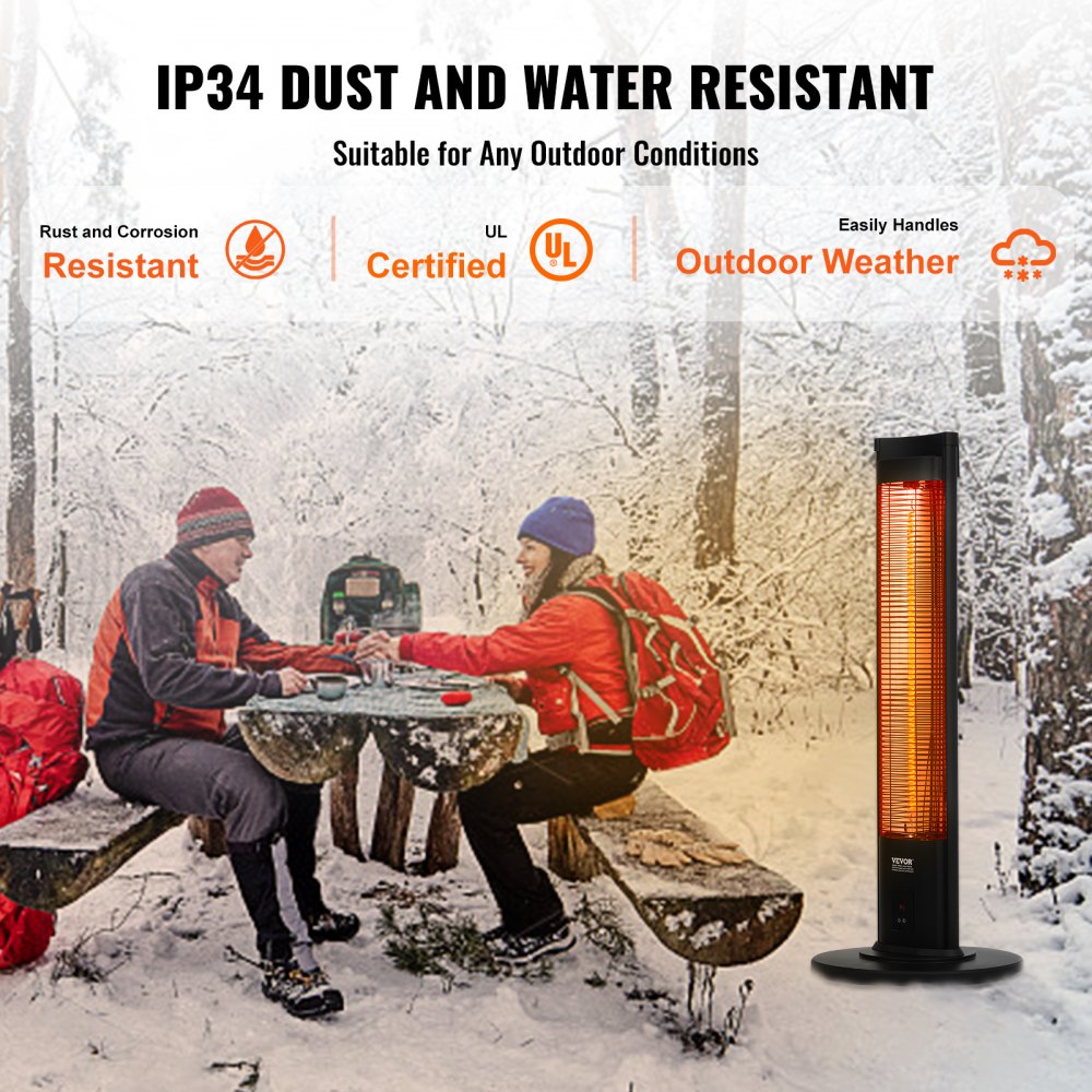 Vevor Infrared Heater 1500W Electric Space Patio Heater with Remote Control and Stand 40" New