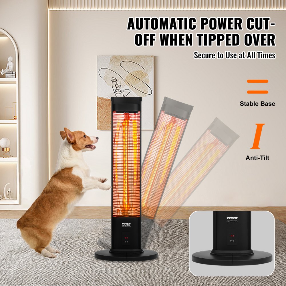 Vevor Infrared Heater 1500W Electric Space Patio Heater with Remote Control and Stand 40" New