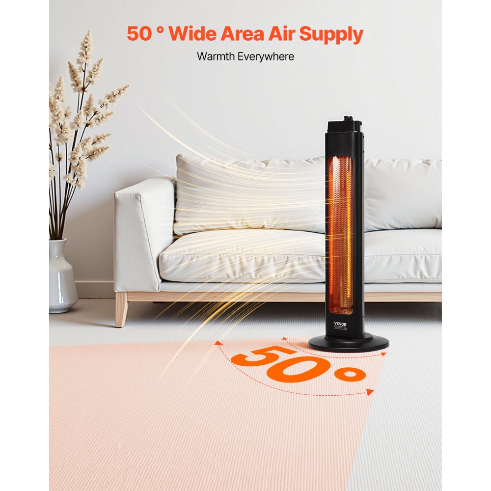 Vevor Electric Space Heater Infrared Tower 1500W Remote Control 3 Speeds 24H Timer New
