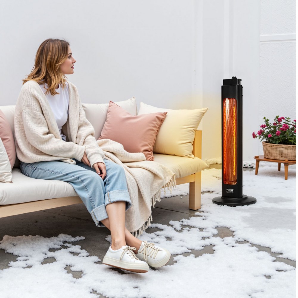 Vevor Electric Space Heater Infrared Tower 1500W Remote Control 3 Speeds 24H Timer New