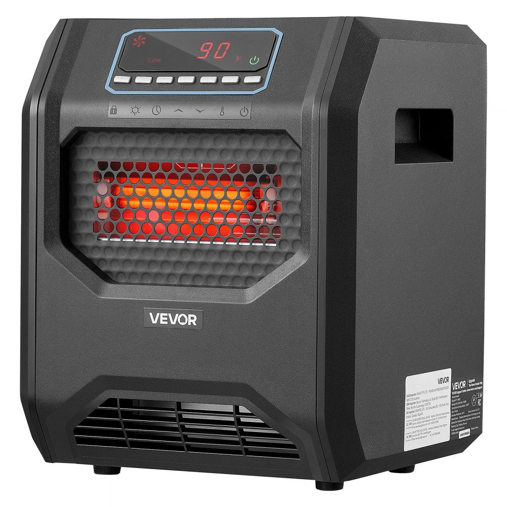 Vevor Infrared Heater 1500W Electric Space Heater with Remote Control Black New
