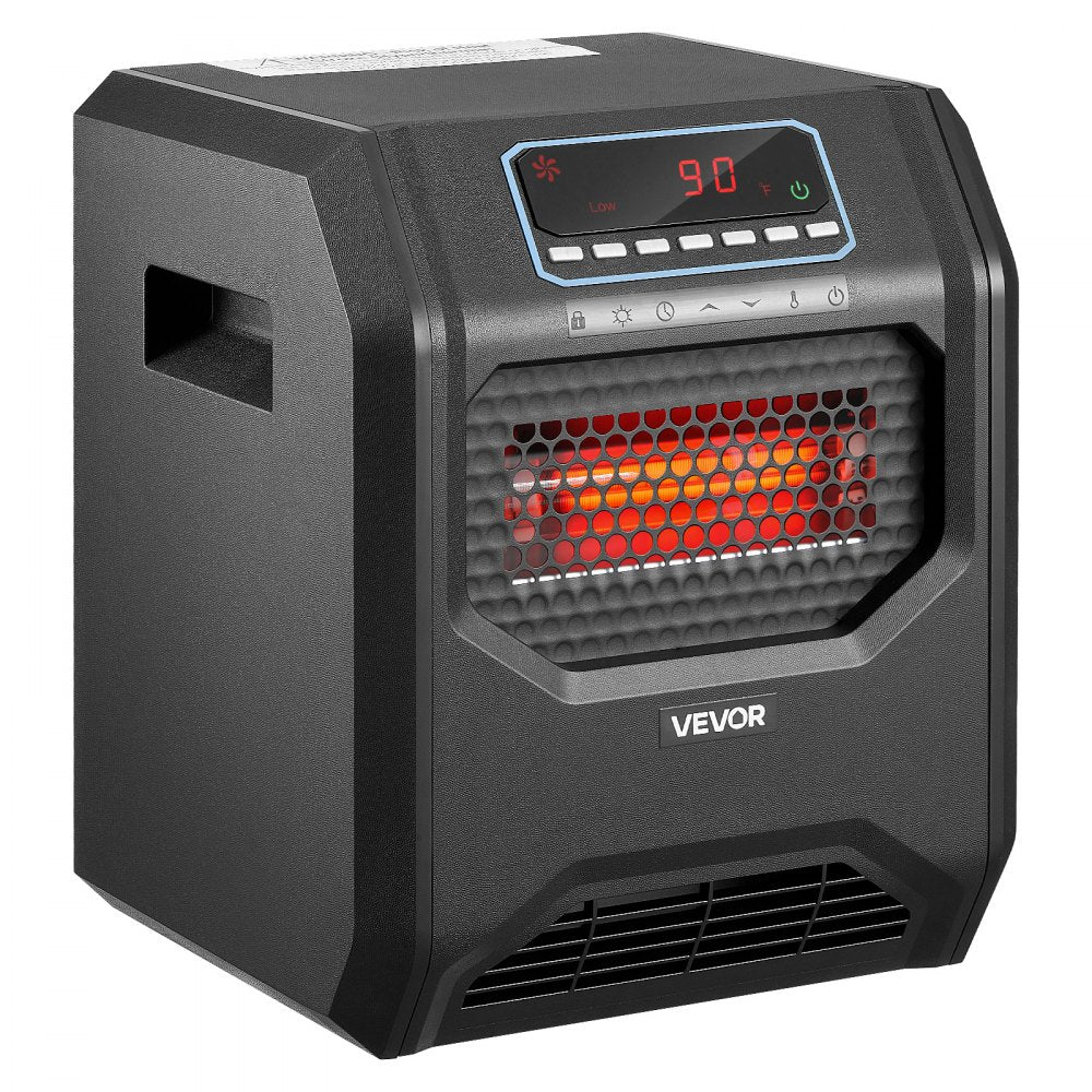 Vevor Infrared Heater 1500W Electric Space Heater with Remote Control Black New