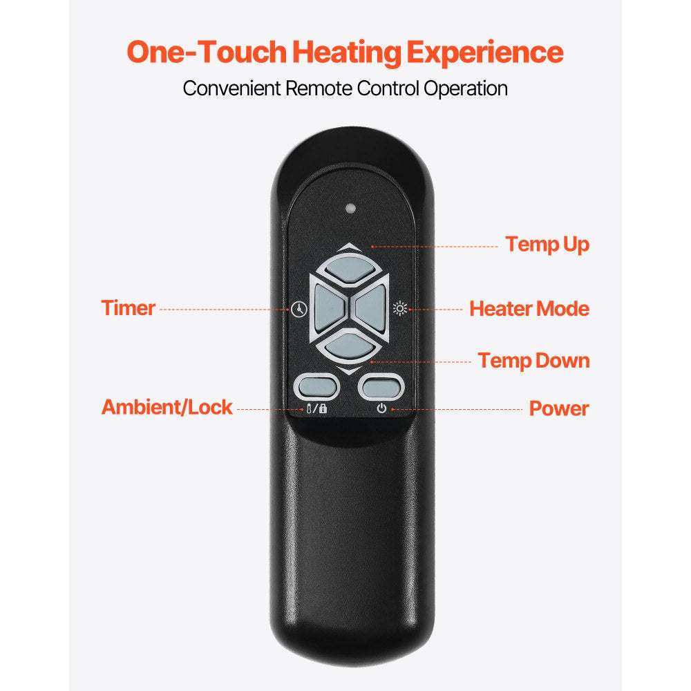 Vevor Infrared Heater 1500W Electric Space Heater with Remote Control LED Screen & 24H Timer New