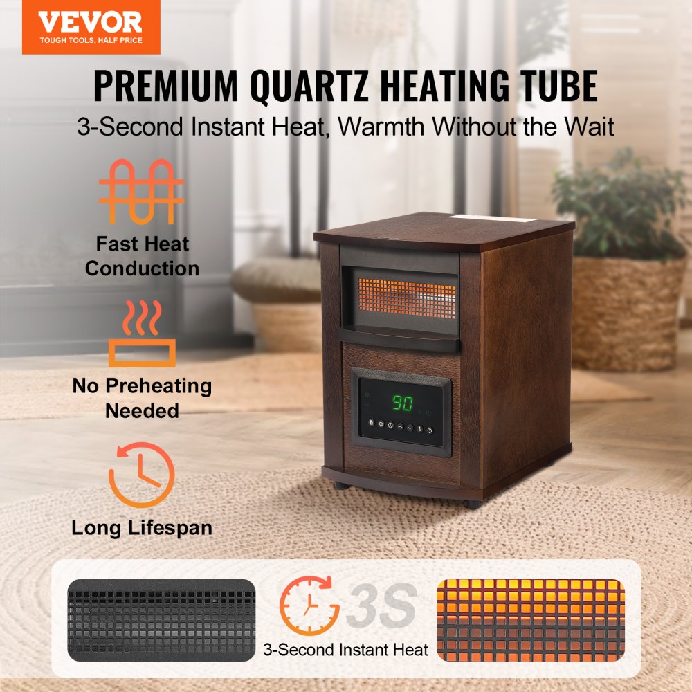 Vevor Infrared Heater 1500W Remote Control Space Heater New