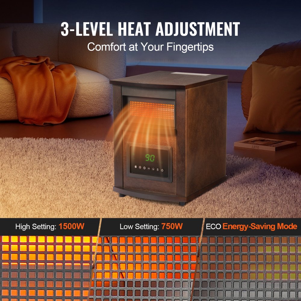 Vevor Infrared Heater 1500W Remote Control Space Heater New