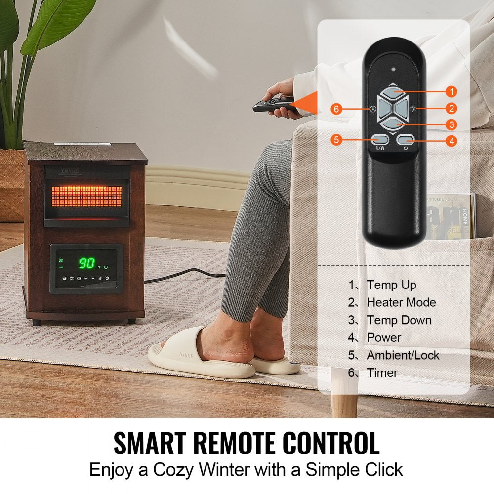Vevor Infrared Heater 1500W Remote Control Space Heater New