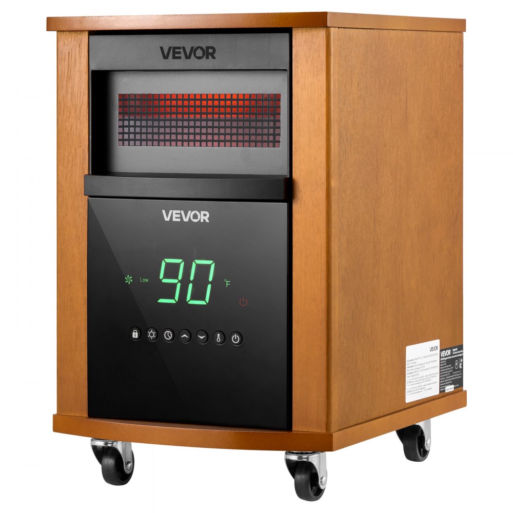 Vevor Infrared Heater 1500W Electric Space Heater with Remote Control Light Wood New