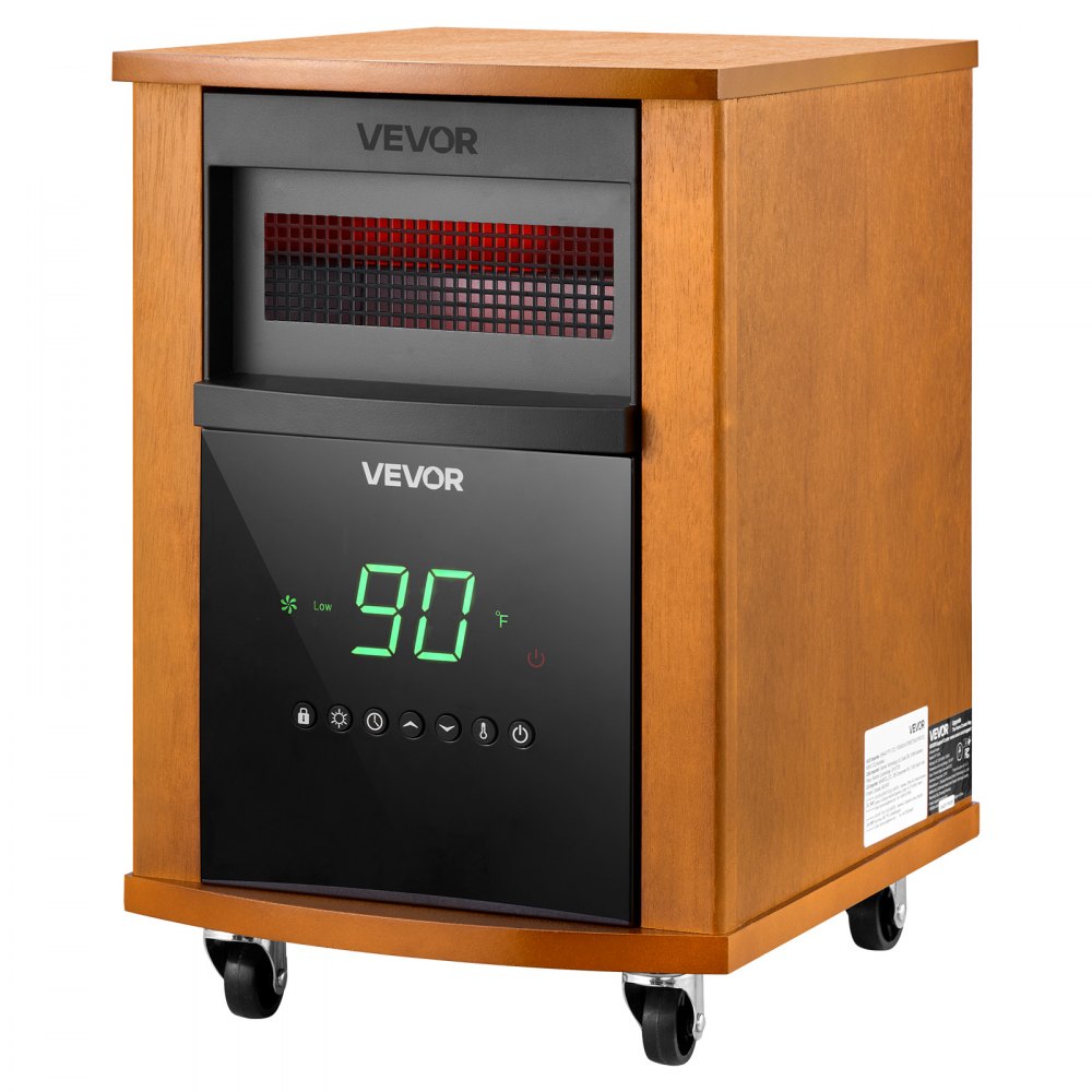 Vevor Infrared Heater 1500W Electric Space Heater with Remote Control Light Wood New