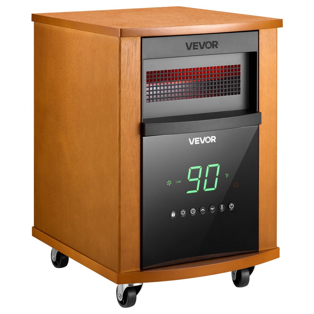 Vevor Infrared Heater 1500W Electric Space Heater with Remote Control Light Wood New