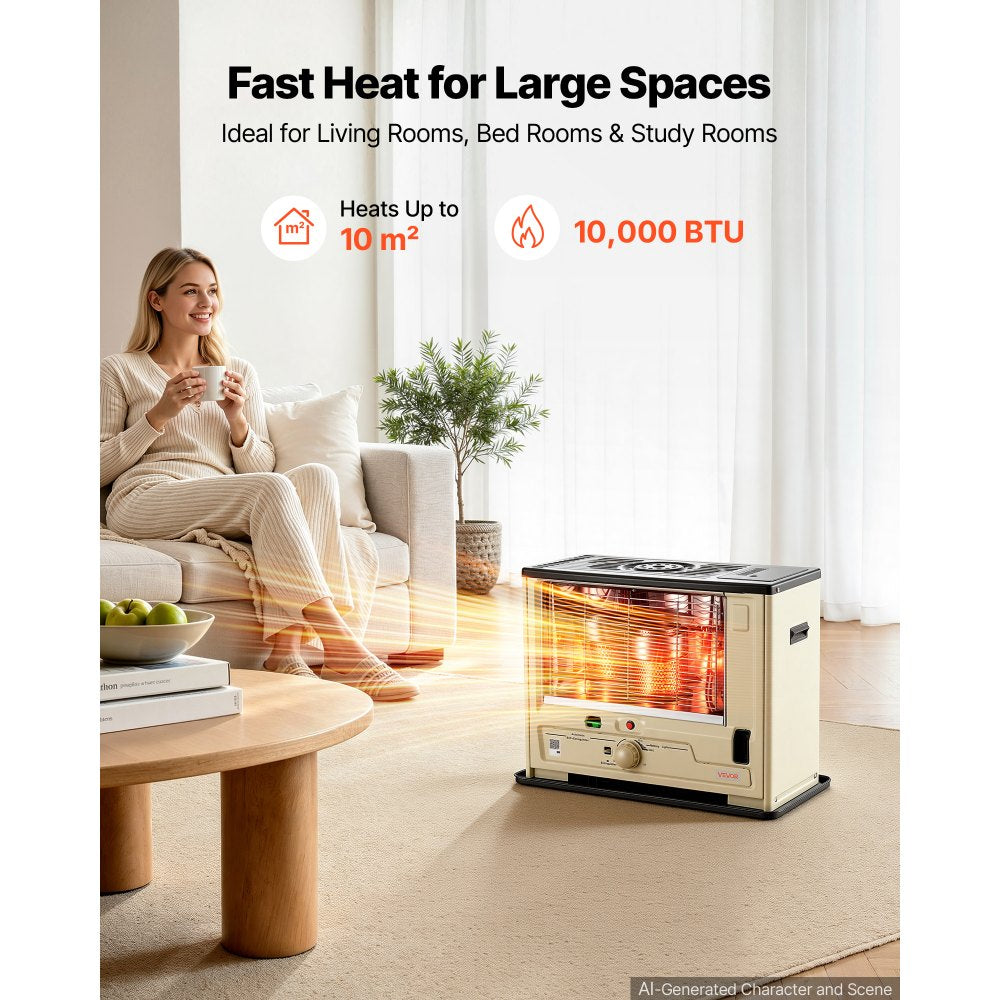 Vevor Kerosene Heater Cordless Radiant Portable Space Heater 10,000 BTU New