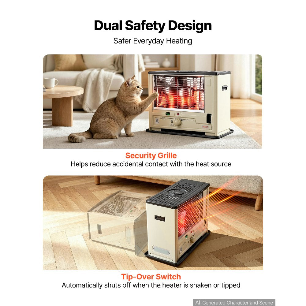 Vevor Kerosene Heater Cordless Radiant Portable Space Heater 10,000 BTU New