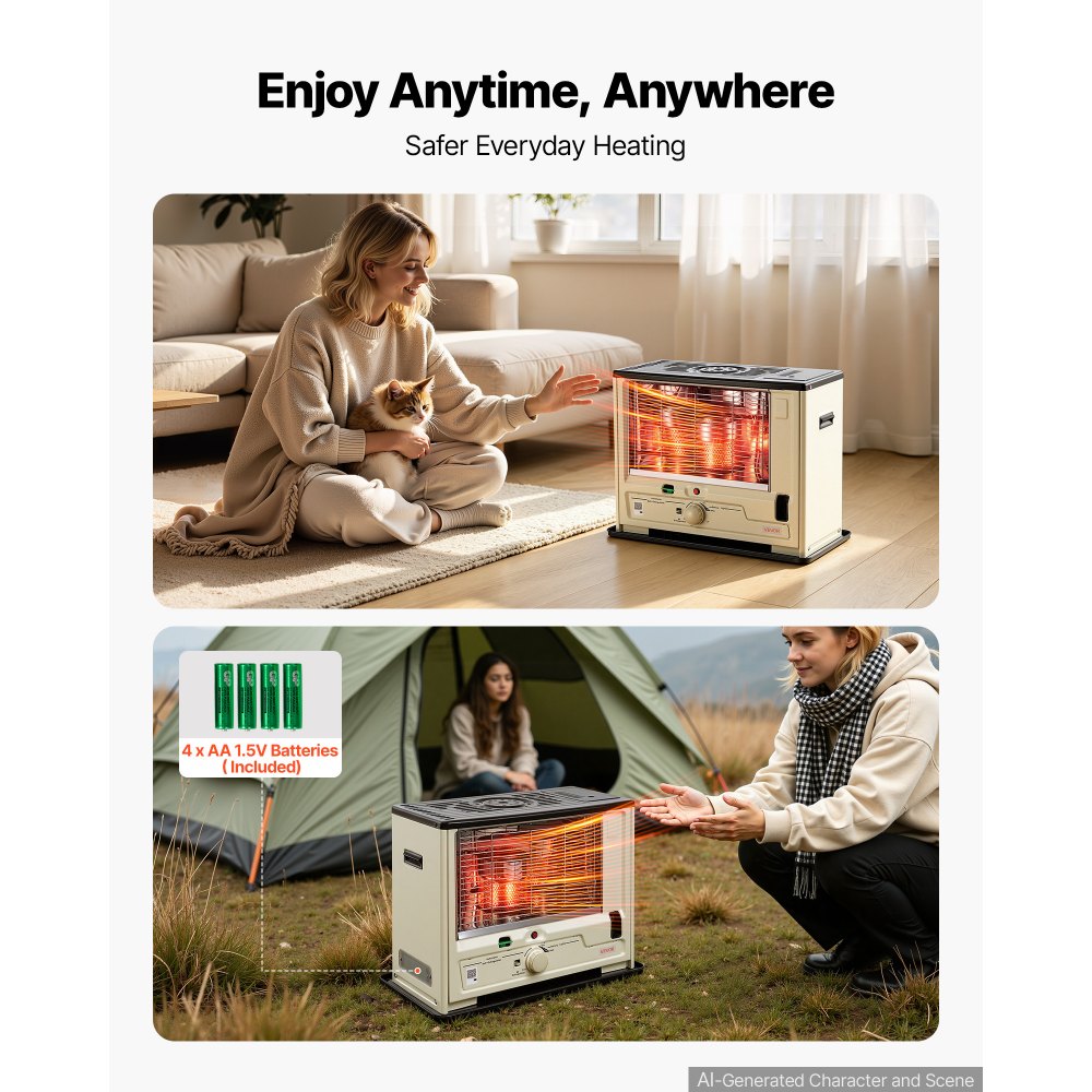 Vevor Kerosene Heater Cordless Radiant Portable Space Heater 10,000 BTU New