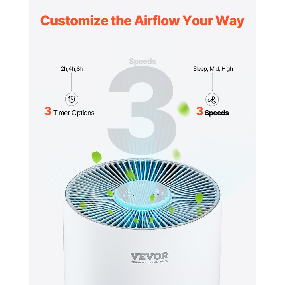 Vevor Air Purifier H11 HEPA Smart Home & Office 1100 ft²/h New
