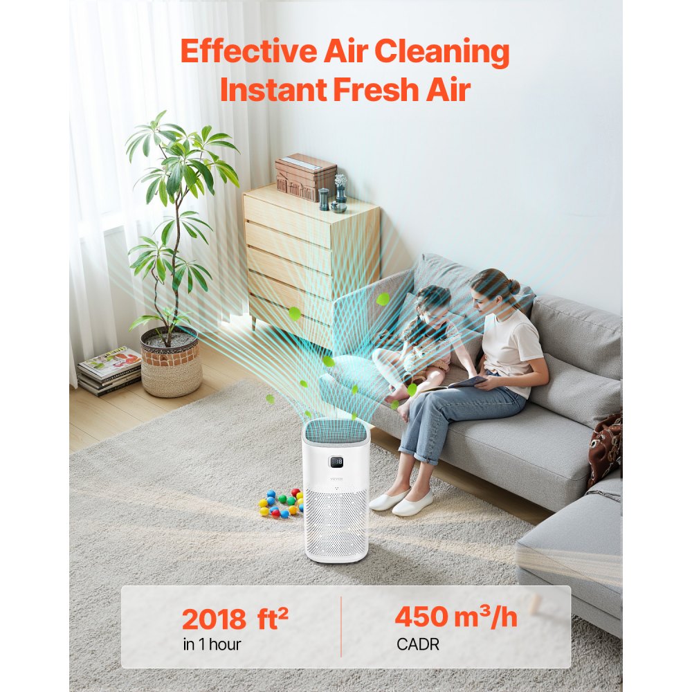 Vevor Air Purifier Smart H13 HEPA 2018 ft²/h Home Office New