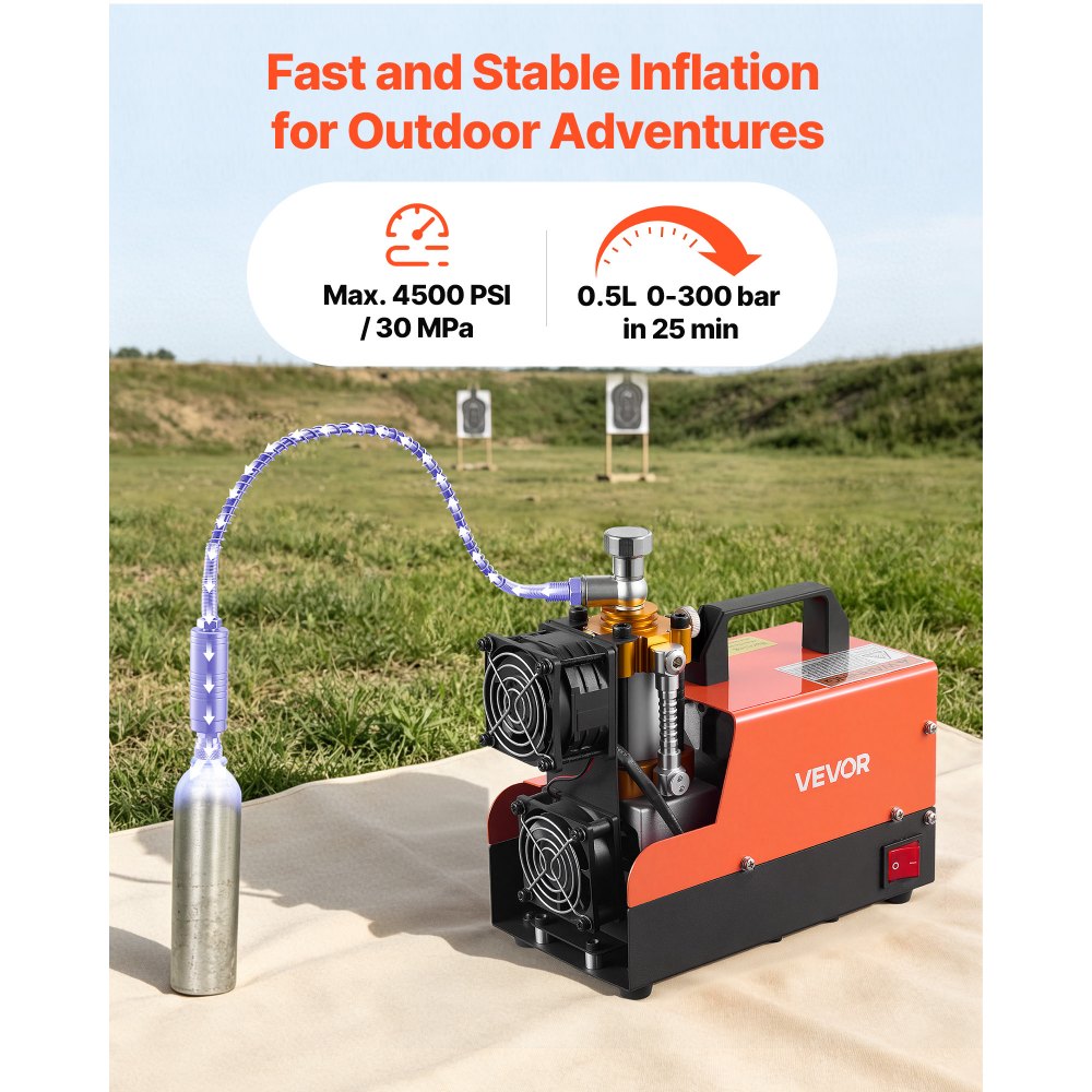 Vevor PCP Air Compressor 4500 PSI Portable Airgun & Paintball Tank Compressor New
