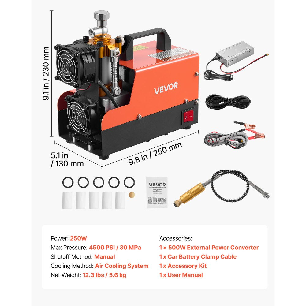 Vevor PCP Air Compressor 4500 PSI Portable Airgun & Paintball Tank Compressor New