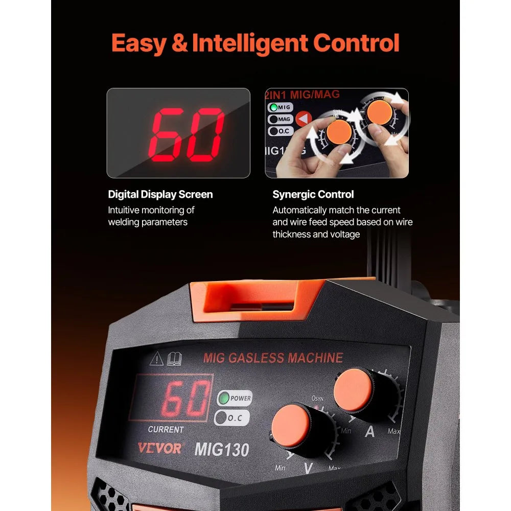 Vevor MIG Welder 130A Gasless Flux Core Portable Welding Machine New