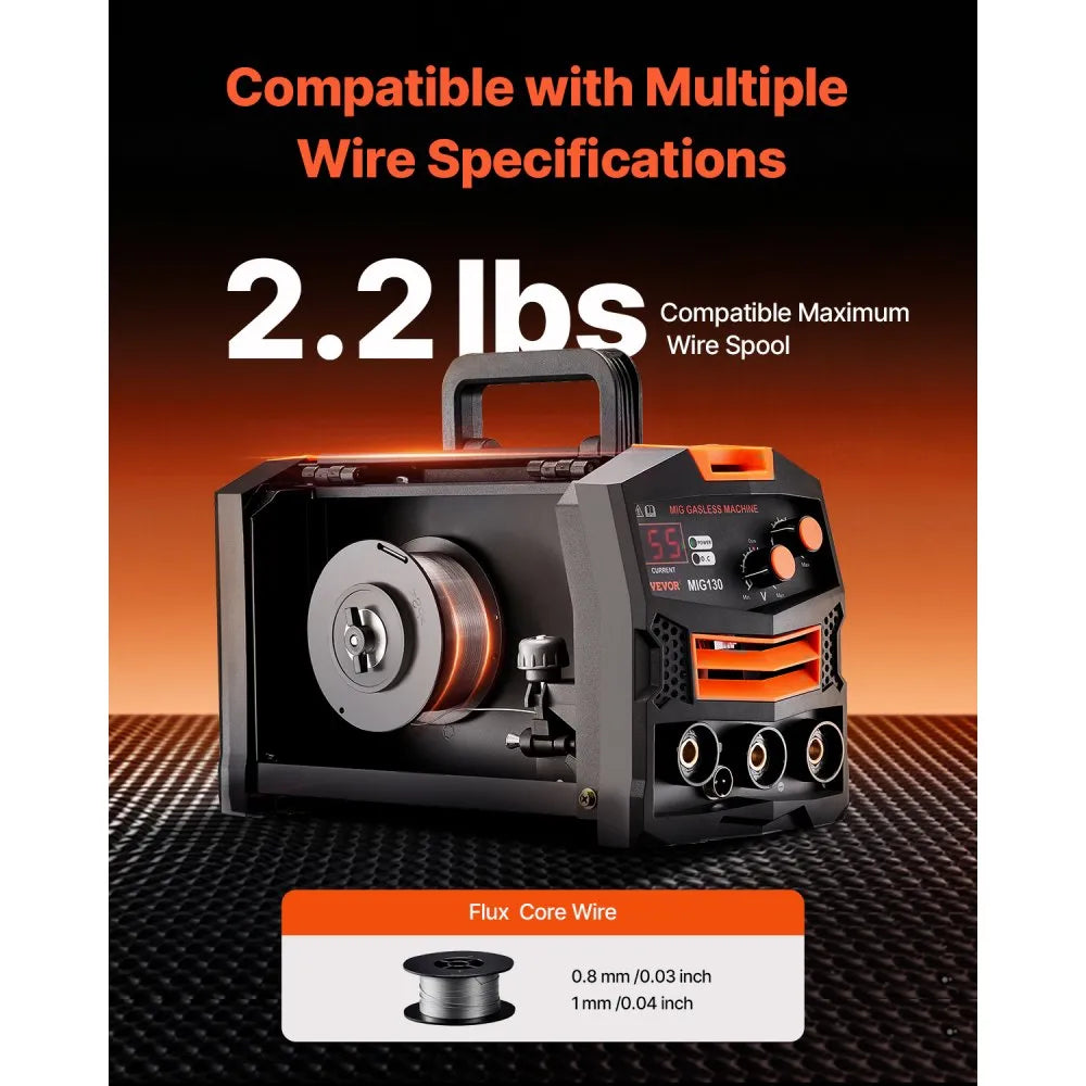 Vevor MIG Welder 130A Gasless Flux Core Portable Welding Machine New