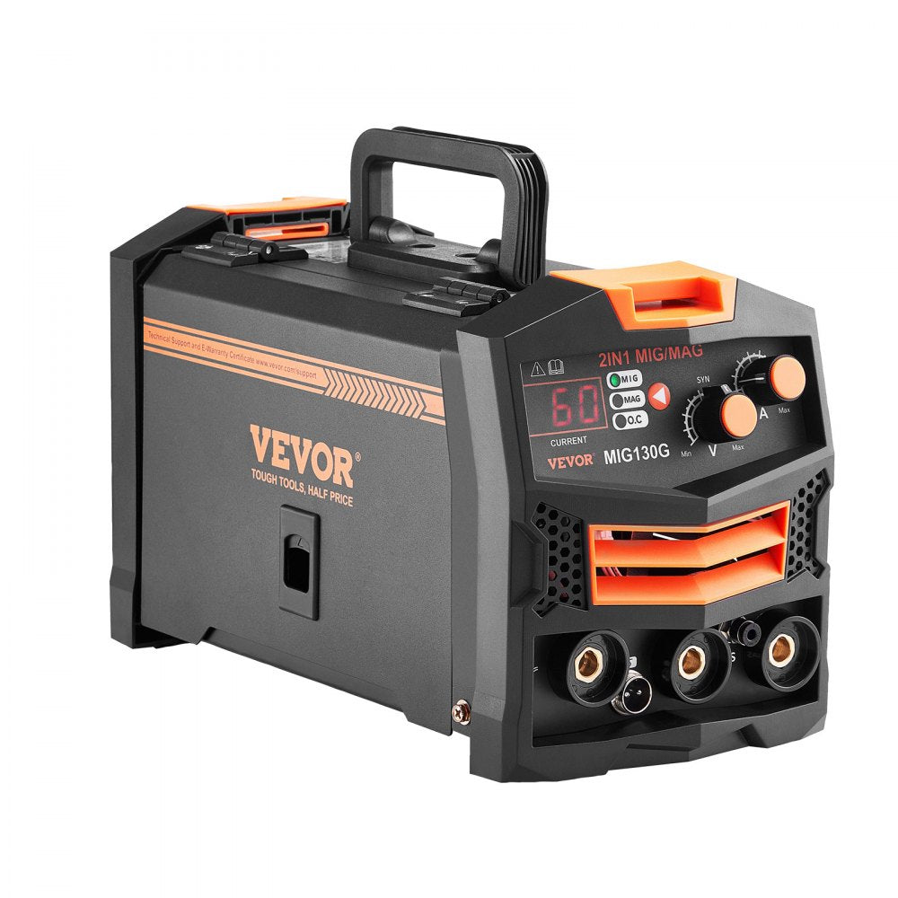 Vevor MIG Welder 130A Synergic 2-in-1 Gas MIG/Gasless Flux Core Portable Welding Machine New