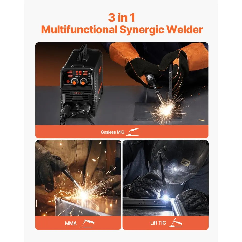 Vevor MIG Welder 3-in-1 130A Flux Core Stick Lift TIG Portable Welding Machine New