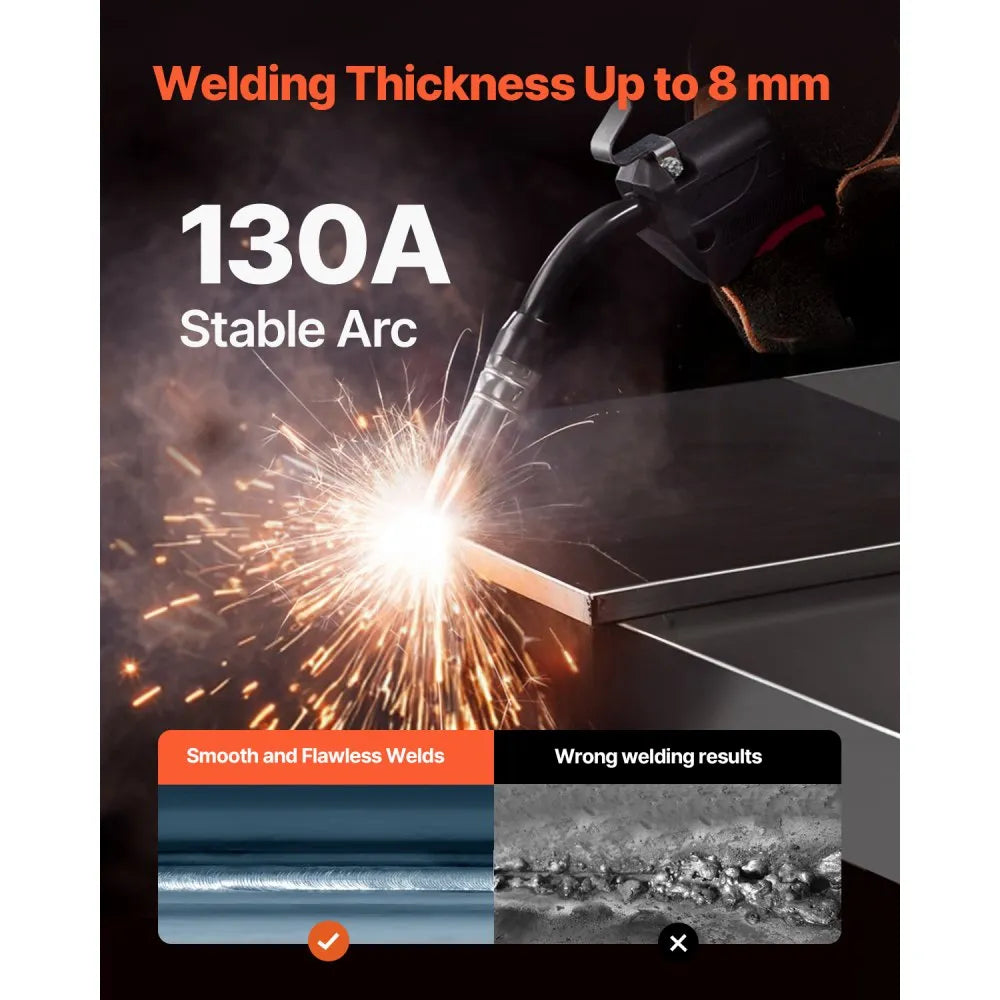 Vevor MIG Welder 3-in-1 130A Flux Core Stick Lift TIG Portable Welding Machine New
