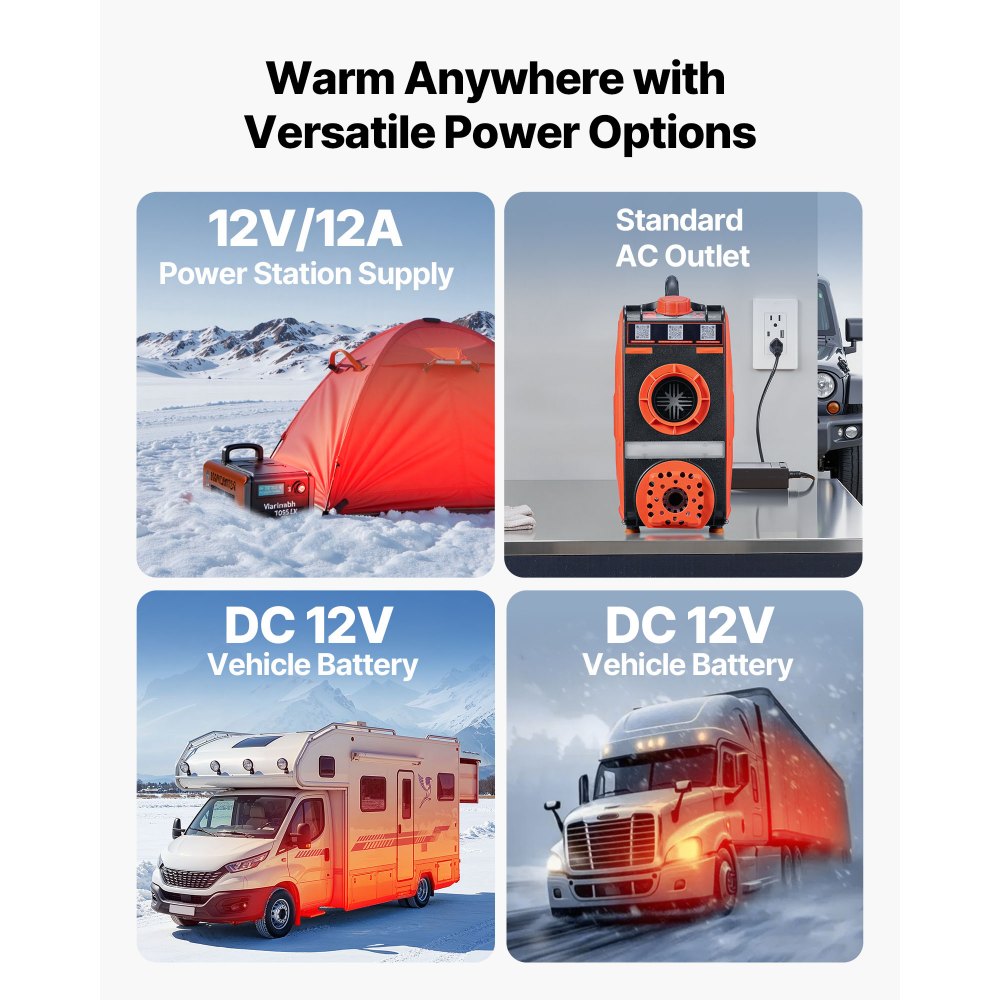 Vevor Portable Diesel Heater 8kW 108-161 Sq. Ft. with Bluetooth Remote Control 12V DC New