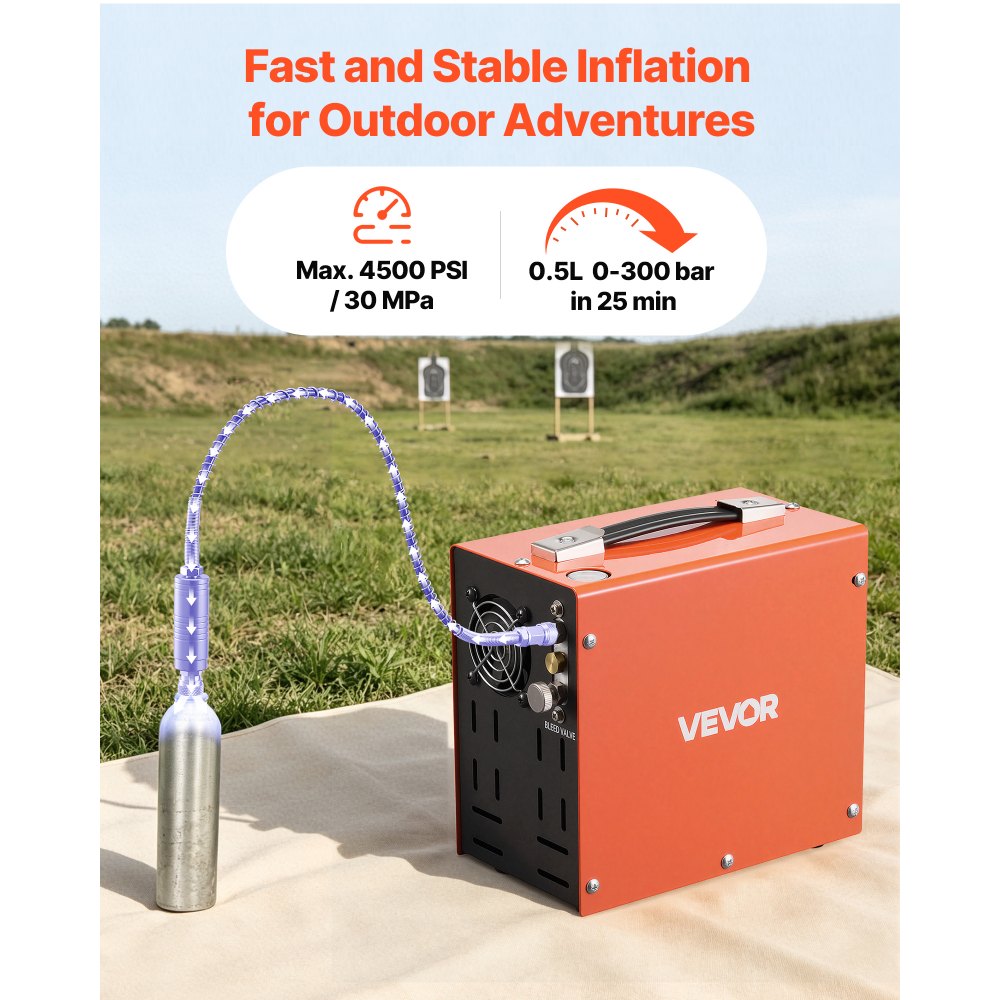 Vevor PCP Air Compressor 4500 PSI Portable Airgun & Paintball Tank Compressor New