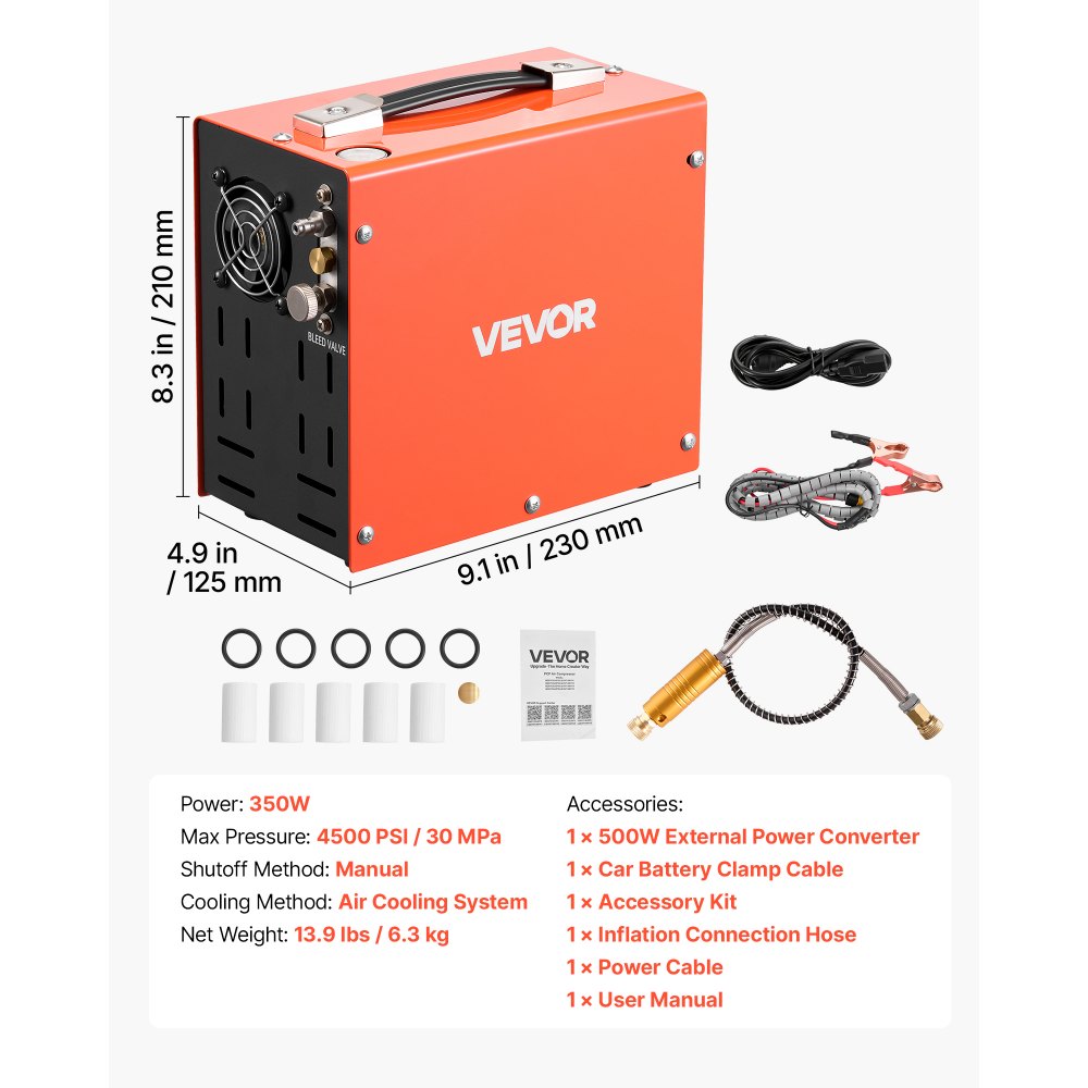Vevor PCP Air Compressor 4500 PSI Portable Airgun & Paintball Tank Compressor New