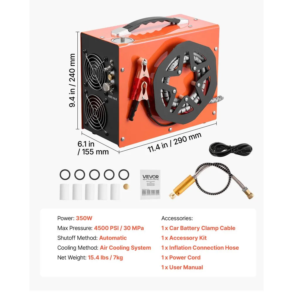 Vevor PCP Air Compressor 4500 PSI Portable Airgun Compressor New