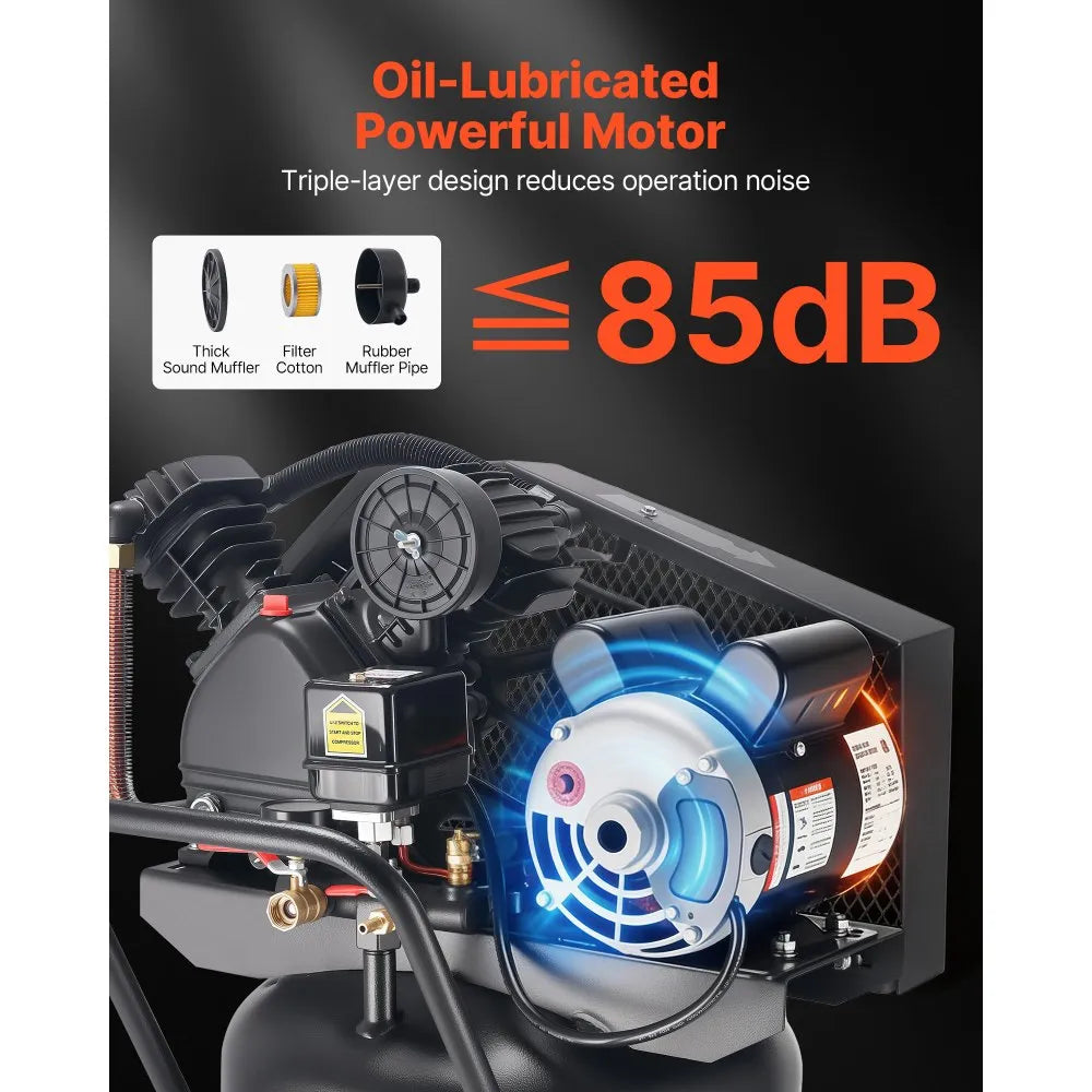 Vevor Air Compressor 25-Gallon 2HP 5.5 SCFM 200 PSI Oil-Lubricated Vertical Portable New