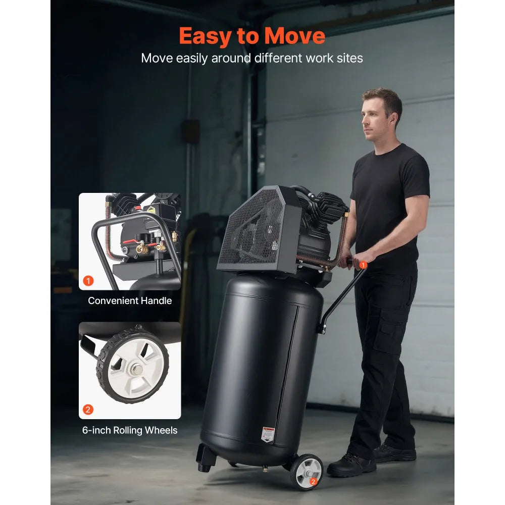 Vevor Air Compressor 25-Gallon 2HP 5.5 SCFM 200 PSI Oil-Lubricated Vertical Portable New