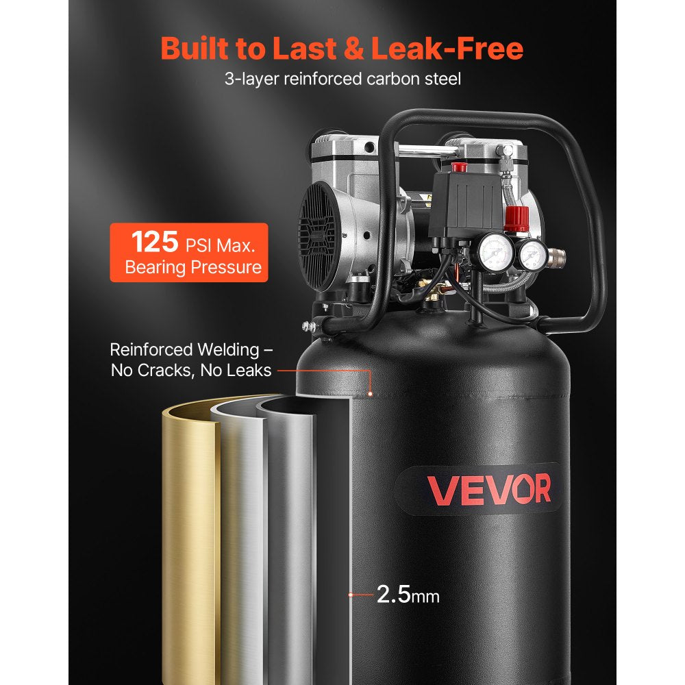 Vevor Air Compressor 10-Gallon 2 HP Oil-Free Vertical Portable 125 PSI 120V New