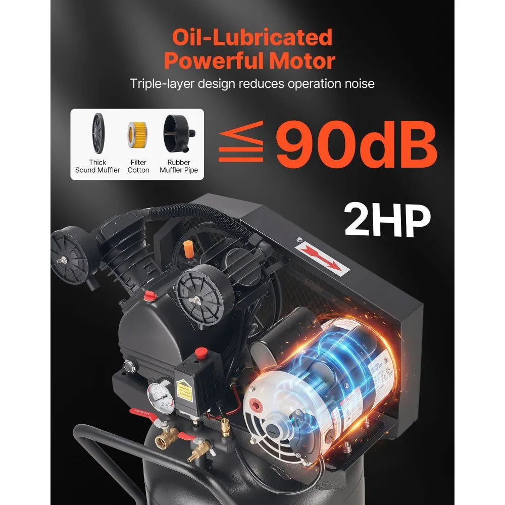 Vevor Air Compressor 20-Gallon 2 HP Oil-Lubricated Vertical on Wheels 135 PSI New