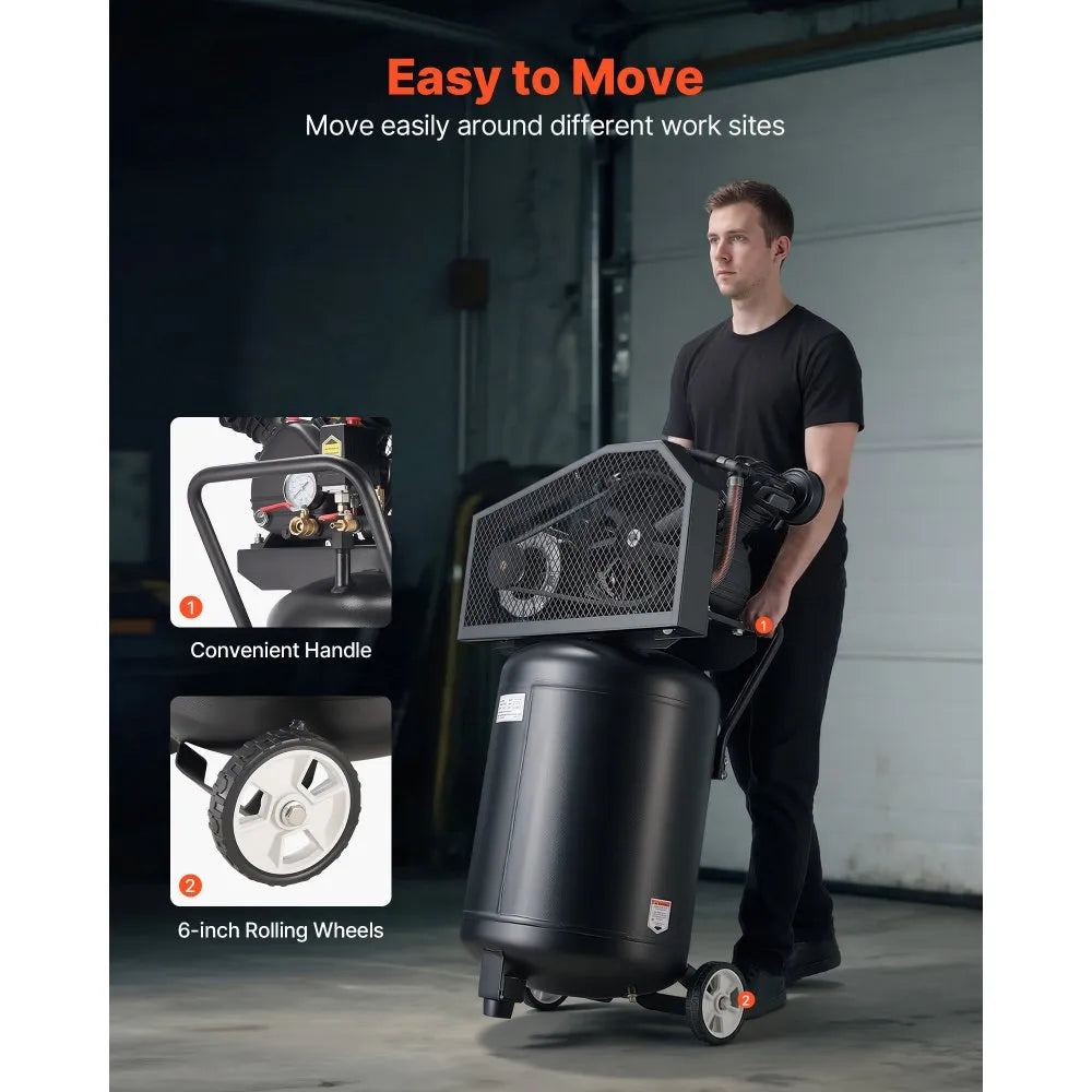 Vevor Air Compressor 20-Gallon 2 HP Oil-Lubricated Vertical on Wheels 135 PSI New