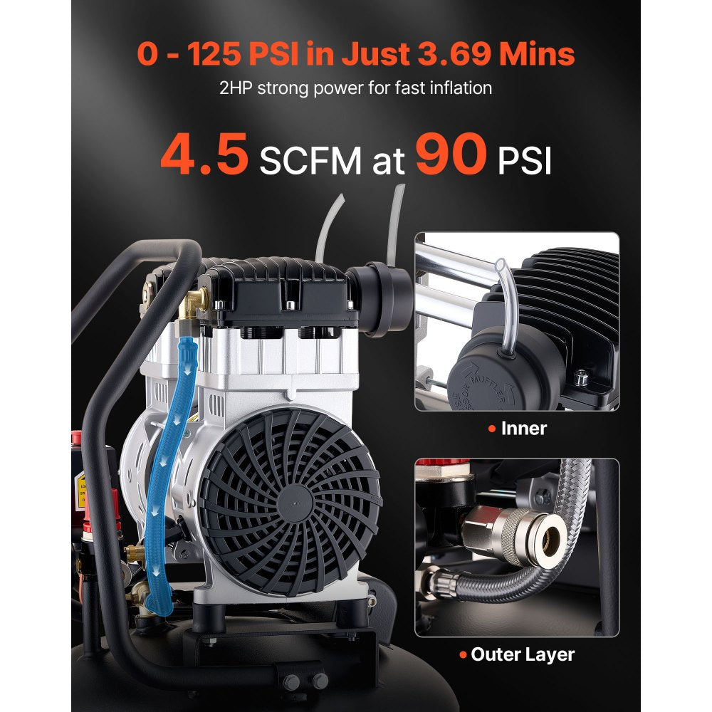 Vevor Air Compressor 20-Gallon Portable Oil-Free Vertical 2HP 125 PSI New
