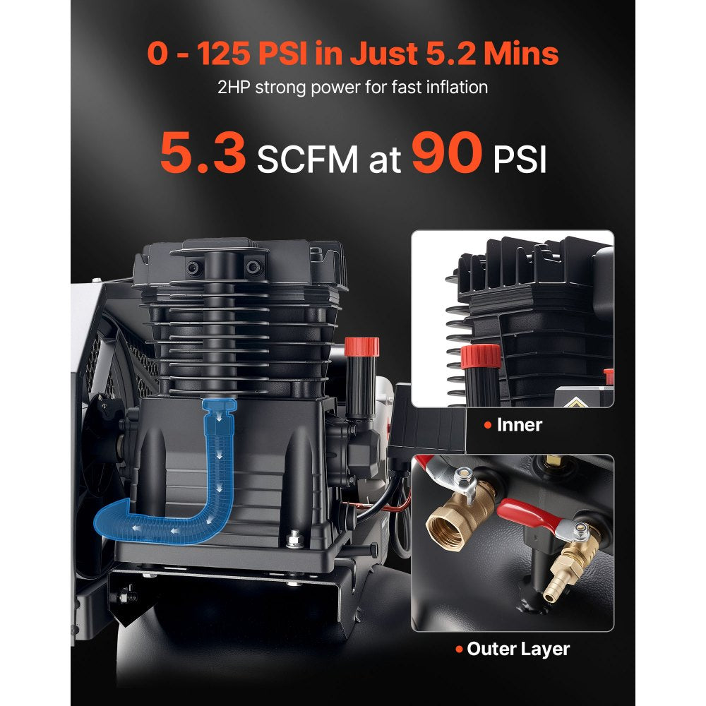 Vevor Air Compressor 30-Gallon Oil-Lubricated Vertical on Wheels 120V New